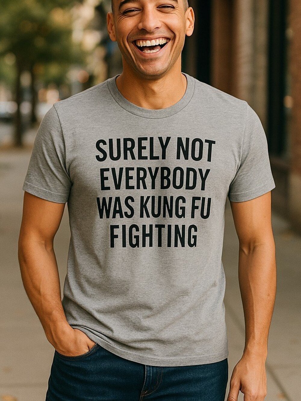 FUNNY GRAPHIC TEE Small S KUNG FU FIGHTING 1974 Carl Douglas Old School Music